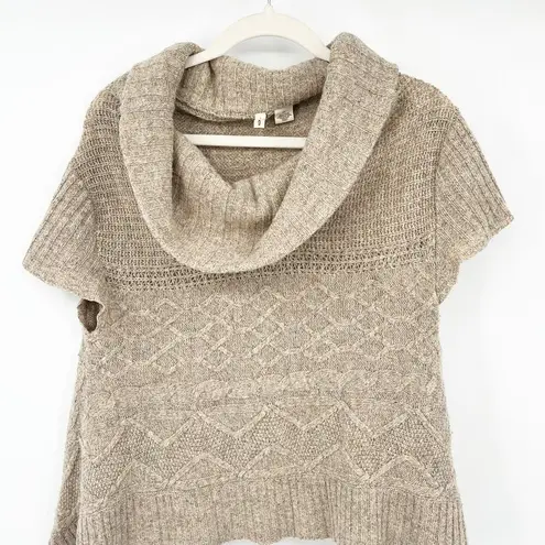 Anthropologie  Moth Womens Wool Blend Cable Knit Cowl Neck Sweater Size S Tan