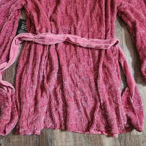 Retrofête Retrofete Gabrielle Robe Dress in Pastel Pink Sequins Size Small NWT Long Sleeve