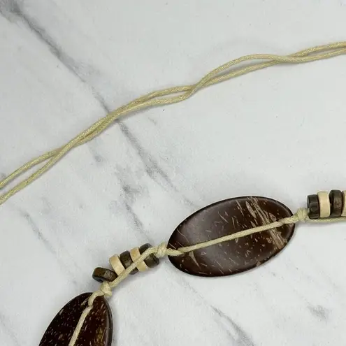 Coconut Shell Beaded Tie Belt Boho Natural Brown Medium (M) ✨