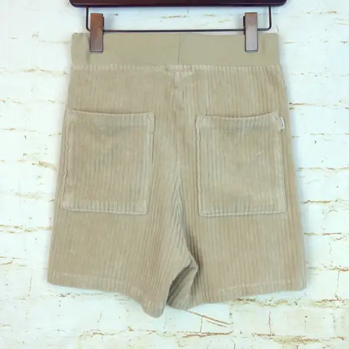 Brixton Shorts Womens XS Beige Dazed Rib Velour High Rise Drawstring Retro