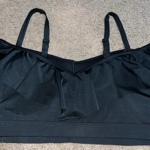 Cacique Lightly Lined No-Wire Ruffle Off Shoulder Swim Bikini Top Black 26