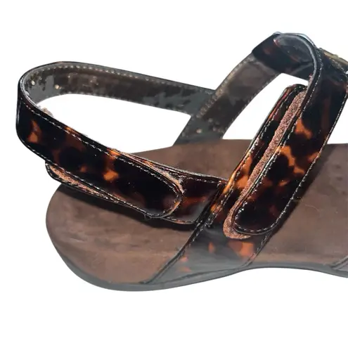 Vionic Brown Amber Tortoise Strappy Sandals Adjustable Orthopedic Woman's Size 8