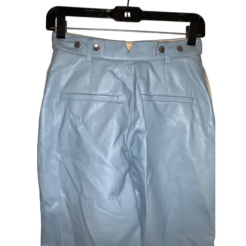 Nanushka Silke Pants in Azure Small New Womens Vegan Faux leather Blue Trousers