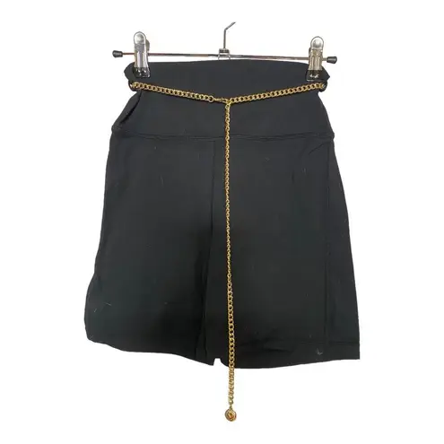 We Wore What Shorts SMALL Black Gold Chain Belt High Waist Pull On Casual Chic
