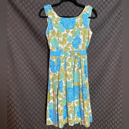 1950’s vintage Mode O’Day Blue and Green Floral Day Dress