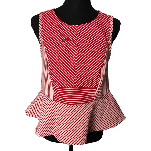 Maeve Anthropologie Cantuna Red Peplum Sleeveless Cotton Top Size US 4 OB478633.