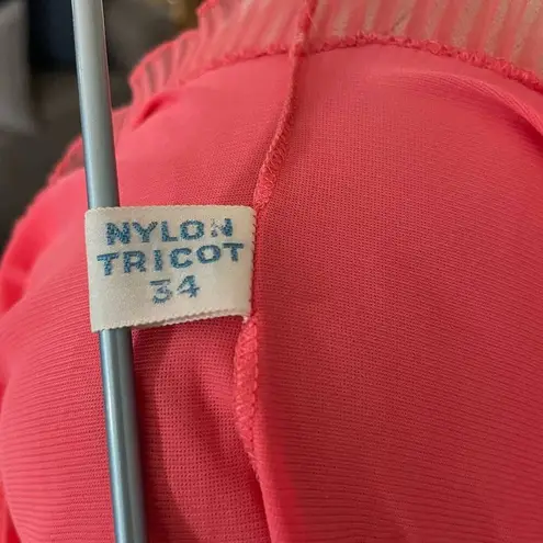 Vintage 60s Harvey Woods Salmon Pleated Sleeveless Nightgown size 34/ Small