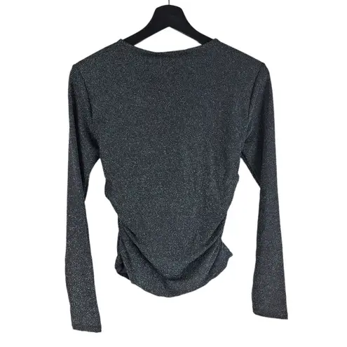 ALLSAINTS NEW All Saints Caelum Metallic Twist Top Blouse Long Sleeve Gunmetal Size 4