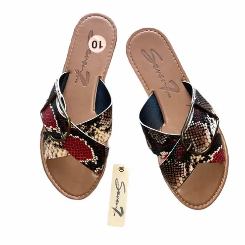 Seven7 NWT Jonah Slide Sandals Buckle Snake Print