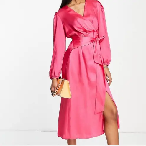 River Island Vibrant Pink Satin Garden Affair Dress