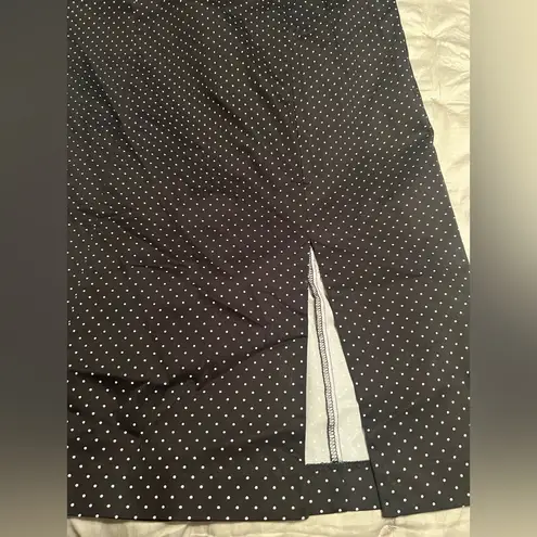 NEW YORK & COMPANY 7th Avenue studio sleeveless belted polka dot dress size 10 Black