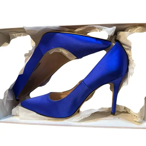 Source Unknown SJP Fawn SA Shoes Womens Size 6 Blue Satin Pointed Toe Stiletto Heels Pumps