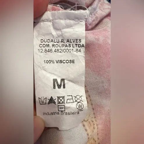 Rosa Nud Floral Print Pink Tunic Dress Beach Summer Lightweight Size Small Red