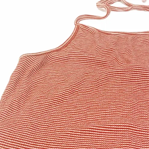 Brandy Melville  One Size Red Ribbed Striped Cotton Halter Sleeveless Top