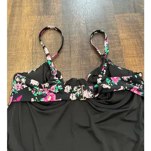 Victoria's Secret Victoria Secret Black One Piece Floral Butterfly Swimsuit Size Large