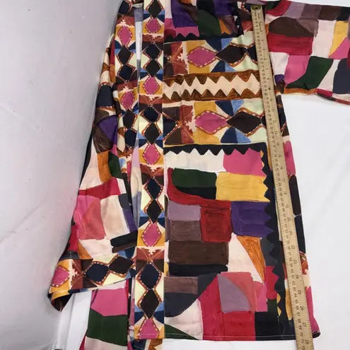 Soft Surroundings Margot Open Front Cardigan Kimono Geo Satin Art to Wear S/M