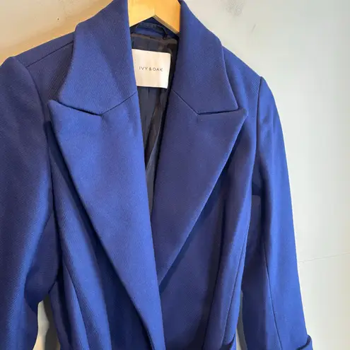 Ivy Oak Royal Blue Wool Blend Belted Long Length Coat