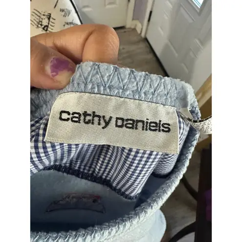 Cathy Daniels Cats Winter “” Blue Fleece Sweater – Size S