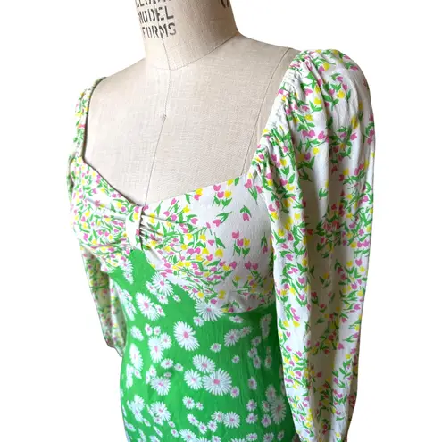 Rixo For Target Floral Daisy Print Springy Midi Dress Size 6 Green