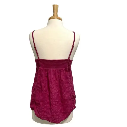 Sundance Pin-Tuck Button Front Tank Top Camisole Magenta size Large