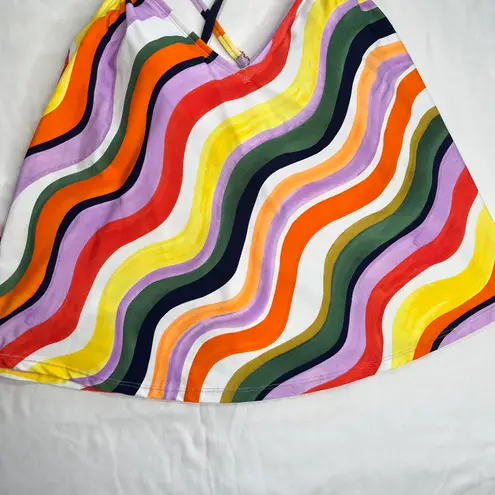 Anne cole Easy Triangle Colorful Wavy Stripe Tankini Swim Top Size M