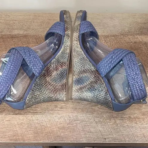 Dana Buchman Vintage Summer Woven Platform Wedge Sandals Blue Purple Size 10