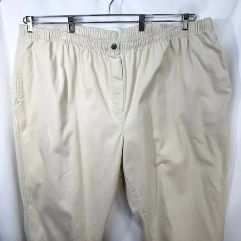 Woman Within Plus Size 36T Cropped Pants Capri Light Yellow Cotton Elastic 242