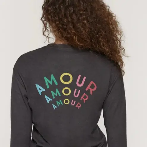Spiritual Gangster  Amour Savasana Sweatshirt Grey Heart Long Sleeve Small