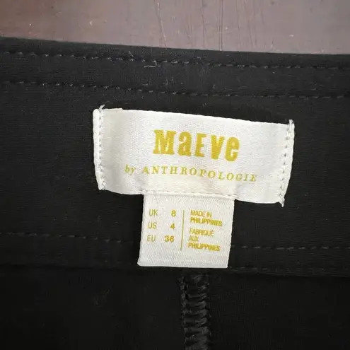 Maeve Anthropologie Slit Split Front Flared Leg Ponte Pants Black Women’s Size 4