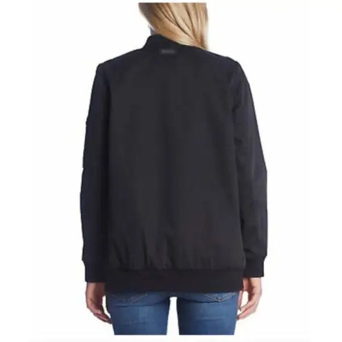 Bernardo Black Bomber Water Resistant Full Zip Ribbed Trim Relaxed Fit Jacket L