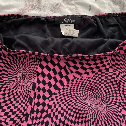 An’ge Paris dark pink & black geometric A