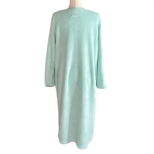 Oscar de la Renta Seafoam Green Zip Up Fleece House Coat