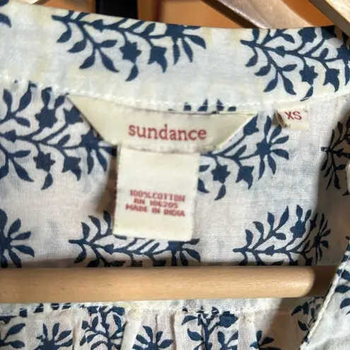 Sundance  Classic Melody Shirt Ivory & Navy Blue Top 100% Cotton Size XS