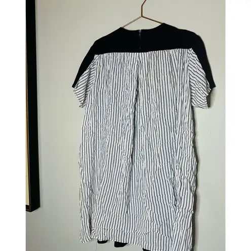 Slate + Willow Maternity Navy Stripe Crepe Pleated Back Shift Dress Size Large