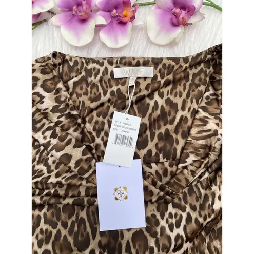 WAYF NWT Solano Leopard Cowl Neck Bodysuit
