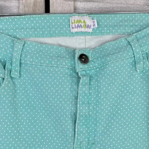 LIMA LIMON Stretchy Skinny Jeans Mint Green w White Dots