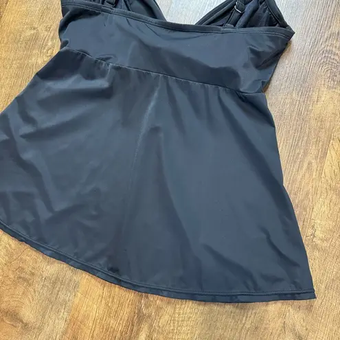 MiracleSuit Dreamsuit by Black Knotted Twist Drape Tankini Swim Top Sz 12