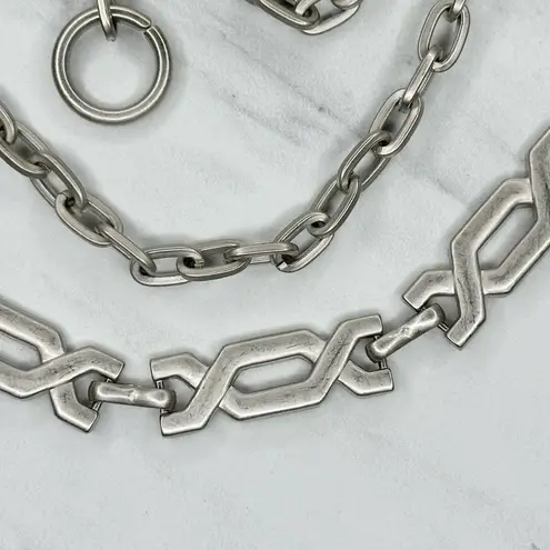 The Bar Silver Tone Metal Chain Link Belt OS One Size