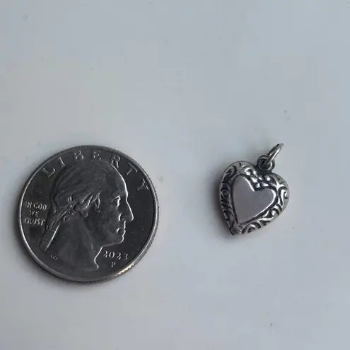 Vintage Swirl Detail Heart Charm 925 Sterling Silver Unmarked