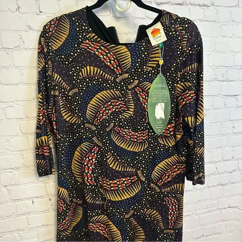 Farm Rio New Black Wild Bananas Jersey Stretch Dress size XL coastal chic