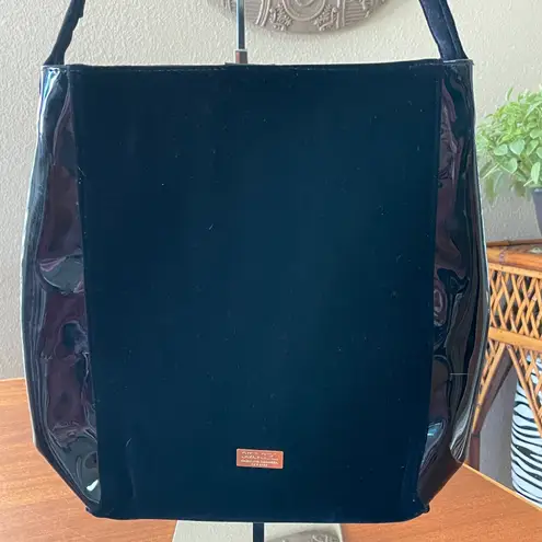 Carolina Herrera New York Good Girl Velvet Tote Black With Gold Tone Metal Plate