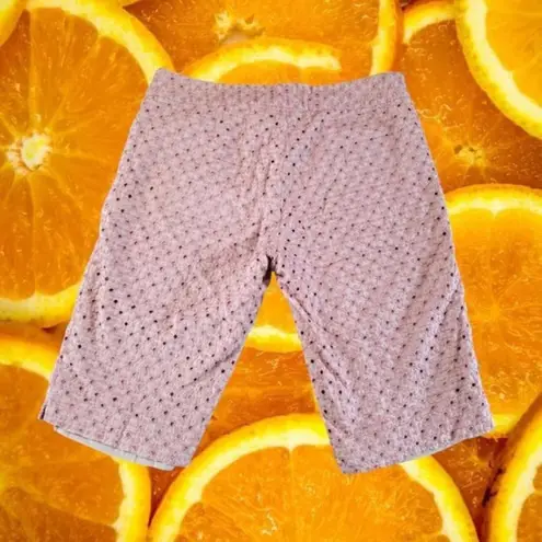 Karen Kane Tan Shorts with Embroidered Pink Flower Short