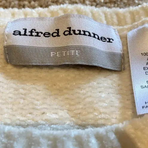 Alfred Dunner Cream Chenille Christmas Tree Appliqué Embellished Sweater PXL