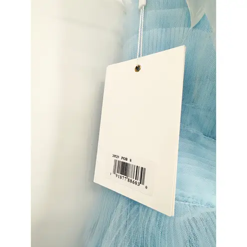 Mac Duggal 20529 Powder Blue Feathered Strapless Tulle Fit & Flare Party Dress 8