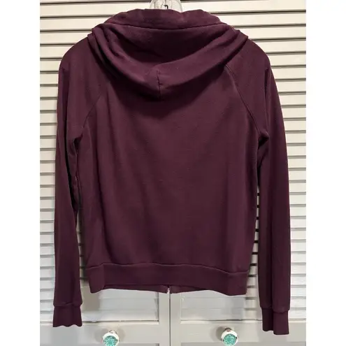 VS PINK Zip Up Sweatshirt Size Small Long Sleeve Logo Lightweight Burgundy/Wh Red