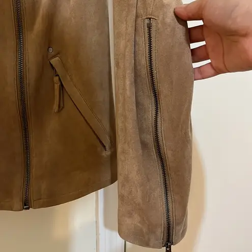 Adrienne Vittadini Tan Faux Suede Moto Jacket