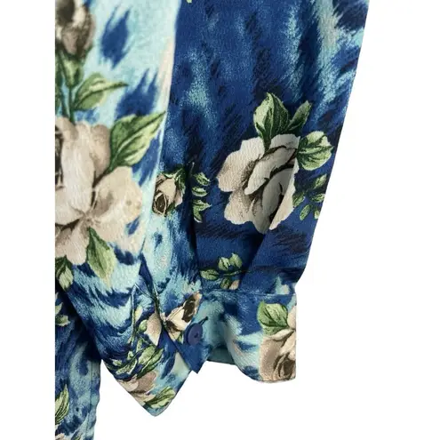 Laura Scott VTG 90s Long Sleeve Semi Blue Sheer Floral Button Up 26W Top