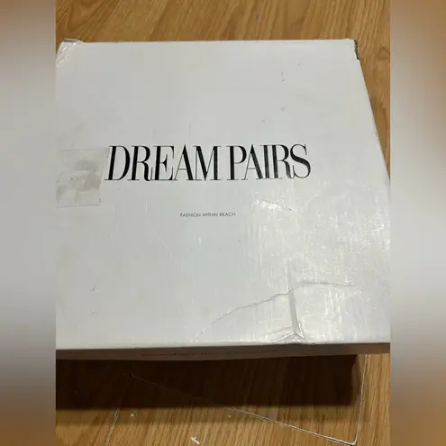 Dream Paris NWB Stiletto nude heels ankle strap platform peep toe women 8