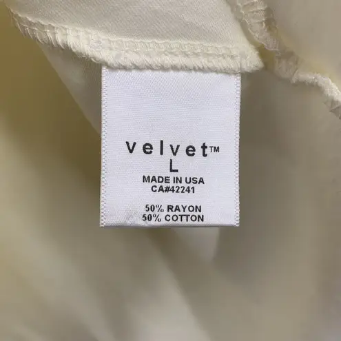 Velvet Tees Velvet Cream Rayon Jersey Gathered Jeweled Cap Sleeve Top Size Large AS IS