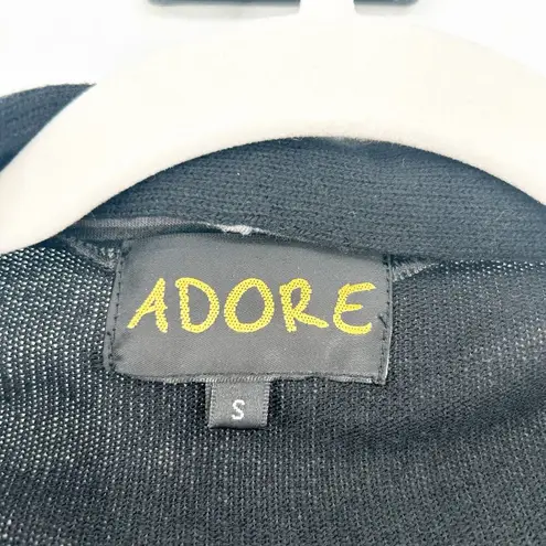 Adore Womens Fall Lagenlook Striped Knit Open Front Cardigan Sweater Vest Size S Black